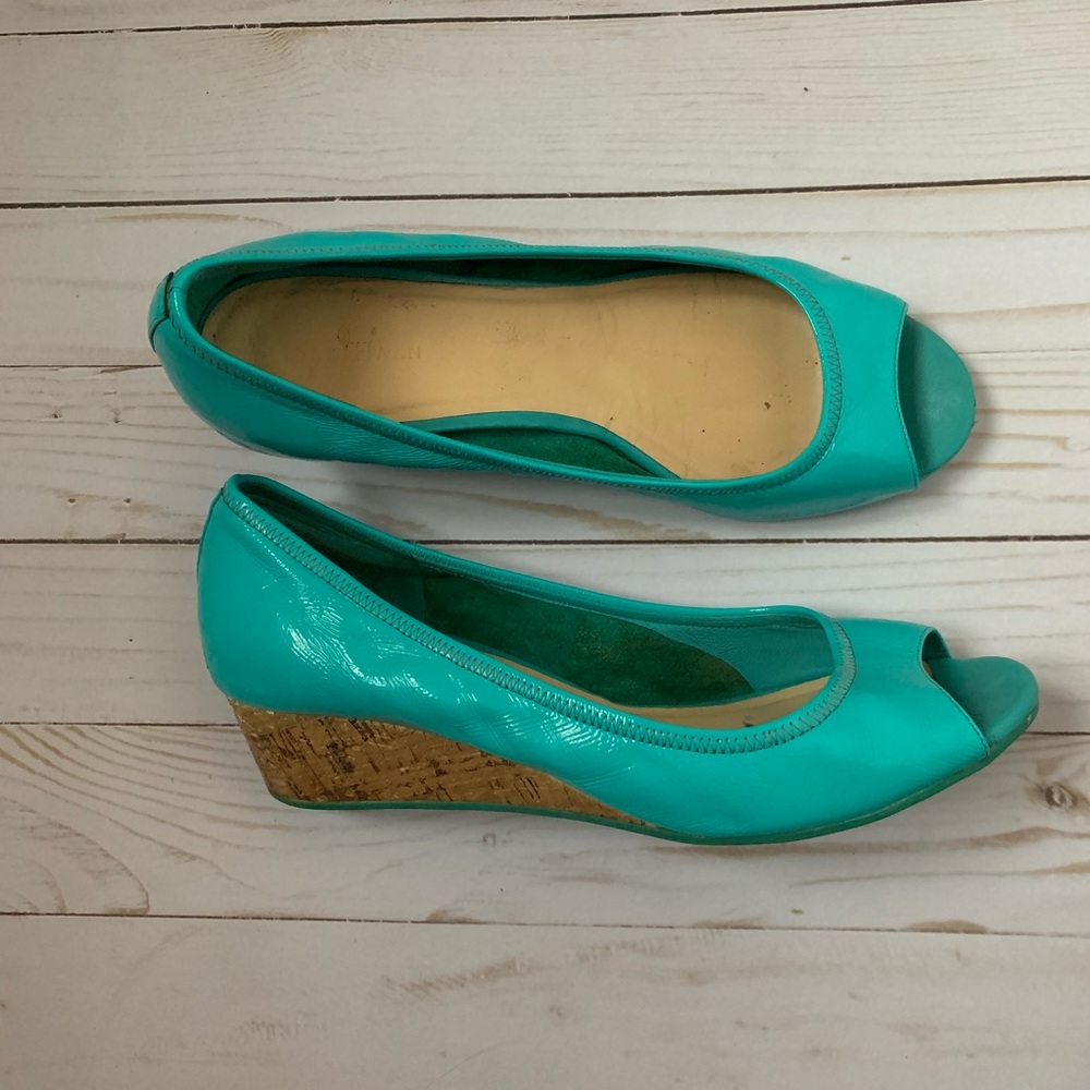 Cole Haan Nike Air Tali Teal Peep Toe Wedge